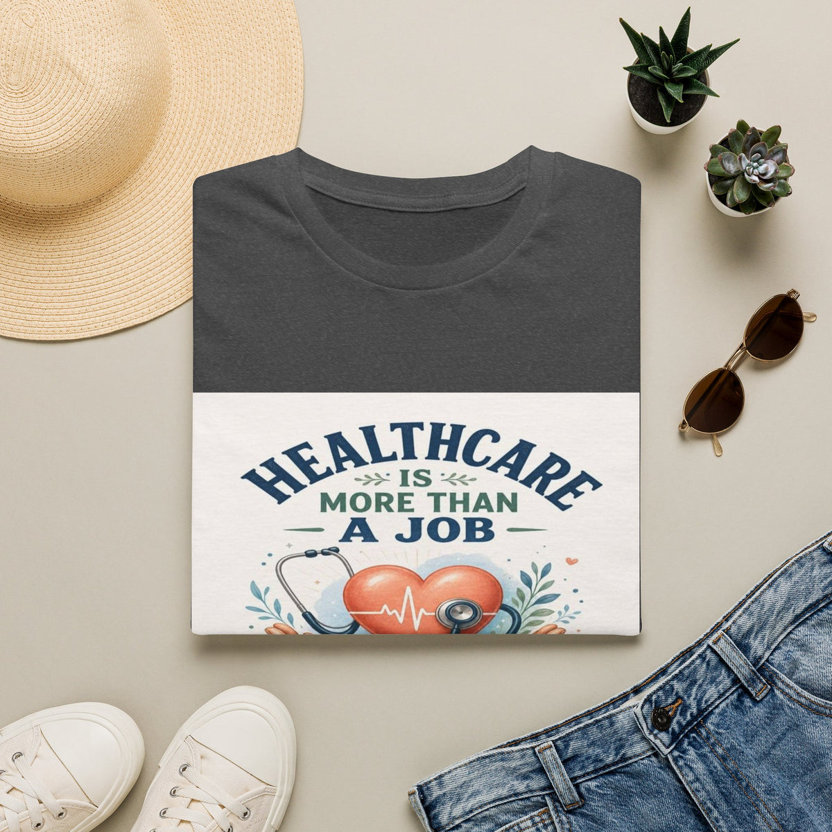 Inspirational T-shirt Design Featuring Compassionate Healthcare Imagery- Graphic Tees