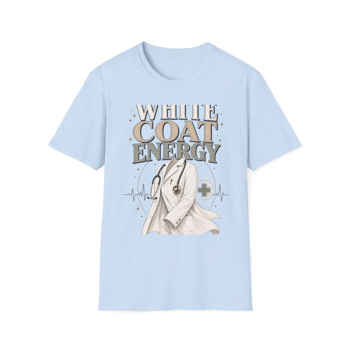Elegant T Shirt Design Featuring White Coat Energy Typography