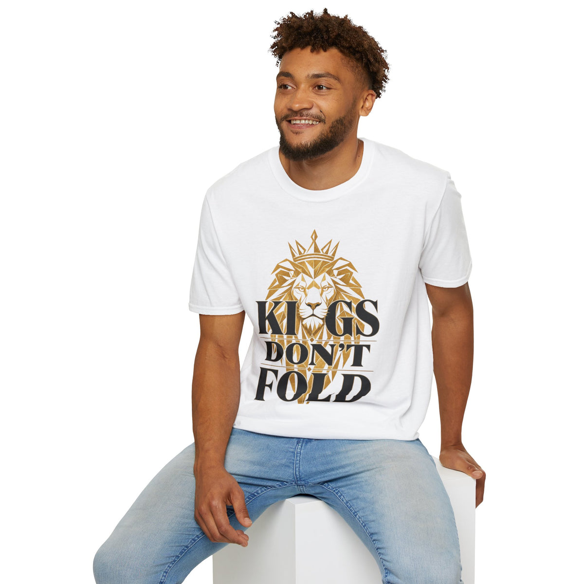 Kings Don't Fold T‑Shirt — Gold Lion Crown Graphic Tee