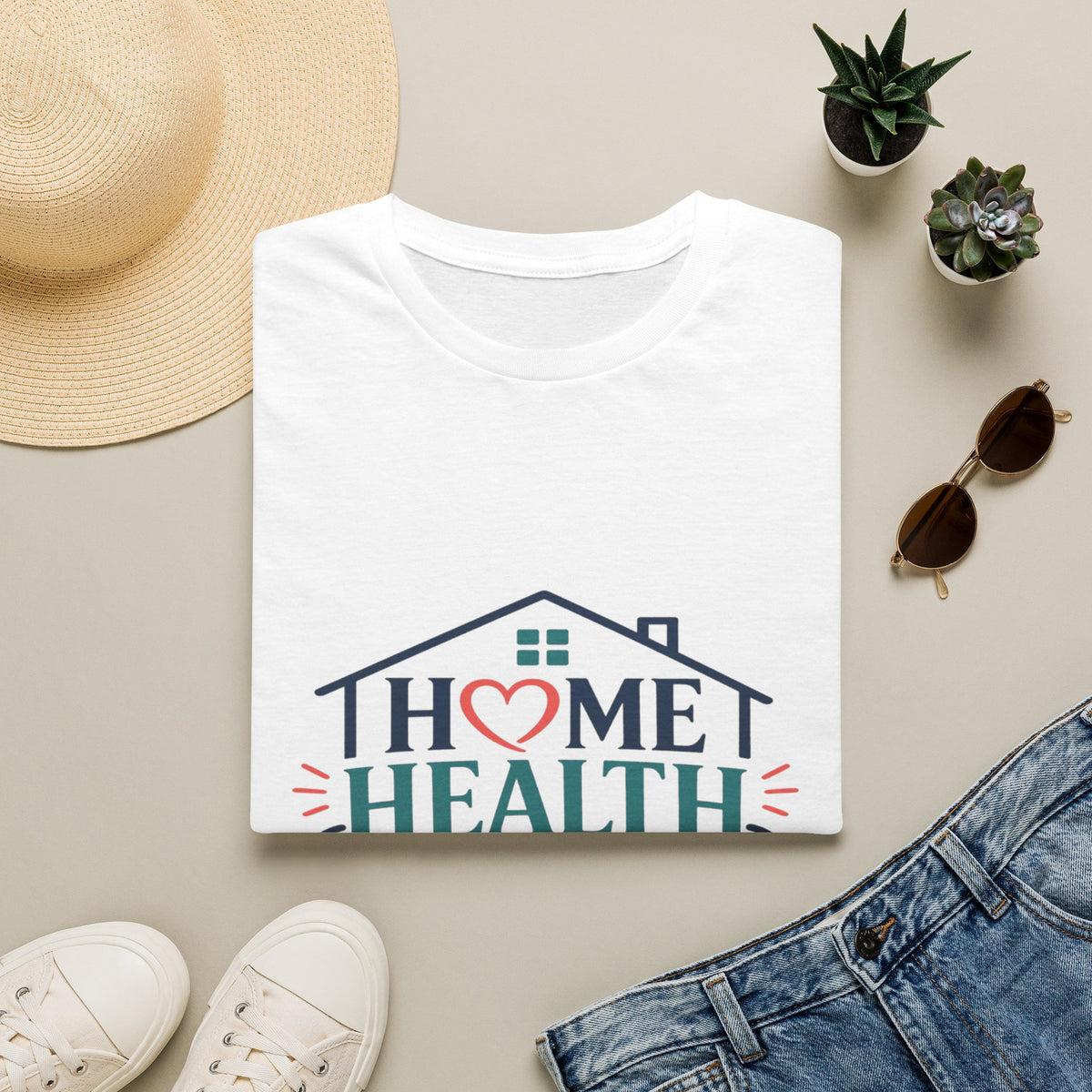 Home Health Nurse T-Shirt Design With Heart And Stethoscope- Graphic Tees