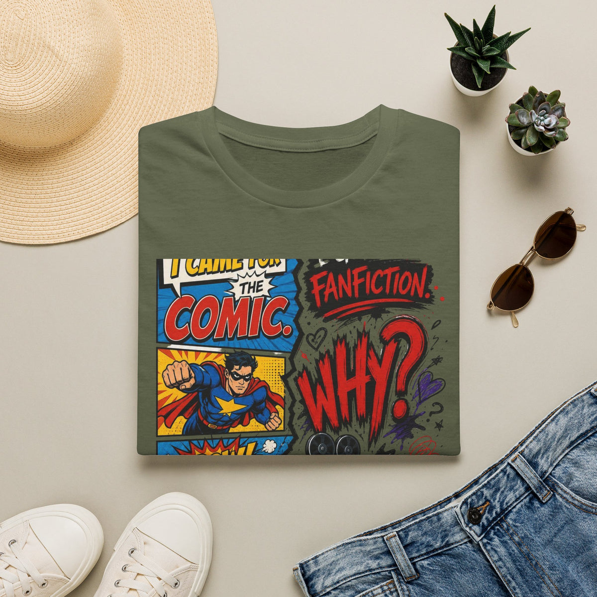 Split T Shirt Design Featuring Comic Panels And Fanfiction Elements