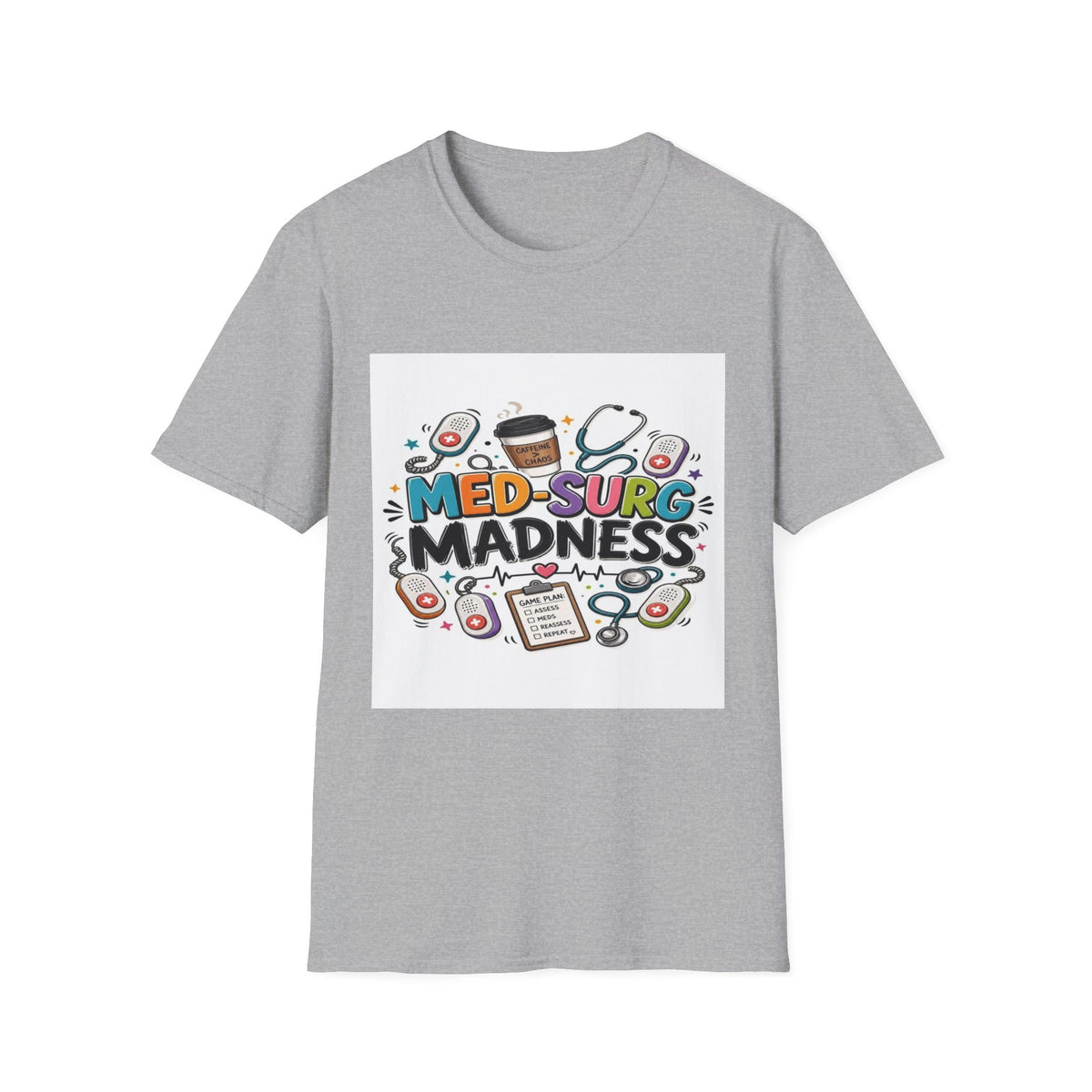 Vibrant T-Shirt Design Featuring MED-SURG MADNESS Phrase (1)- Graphic Tees