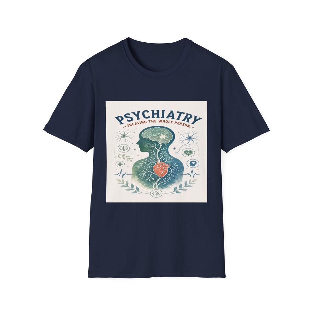 Human Silhouette With Brain And Heart Surrounded By Medical Imagery- Graphic Tees