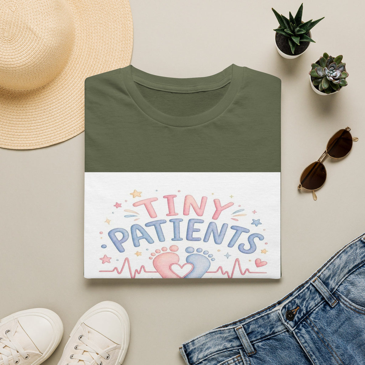 Whimsical T-Shirt Design Featuring Tiny Patients Huge Hearts- Graphic Tees