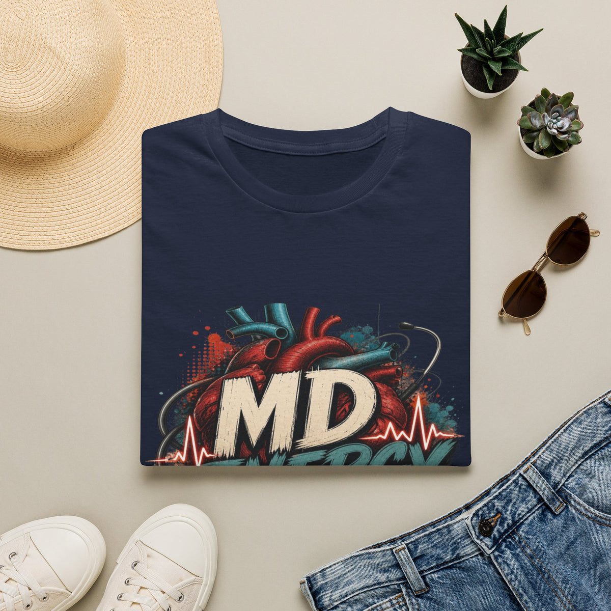 Bold MD Energy Graphic With Anatomical Heart Design- Graphic Tees