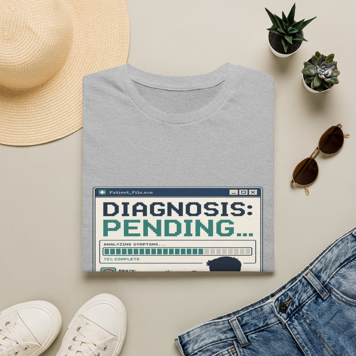 Humorous T-Shirt Design Featuring Doctor's Chart Diagnosis Pending- Graphic Tees