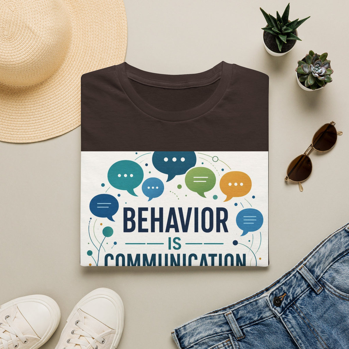 T Shirt Design Featuring Bold Phrase Surrounded By Colorful Speech Bubbles