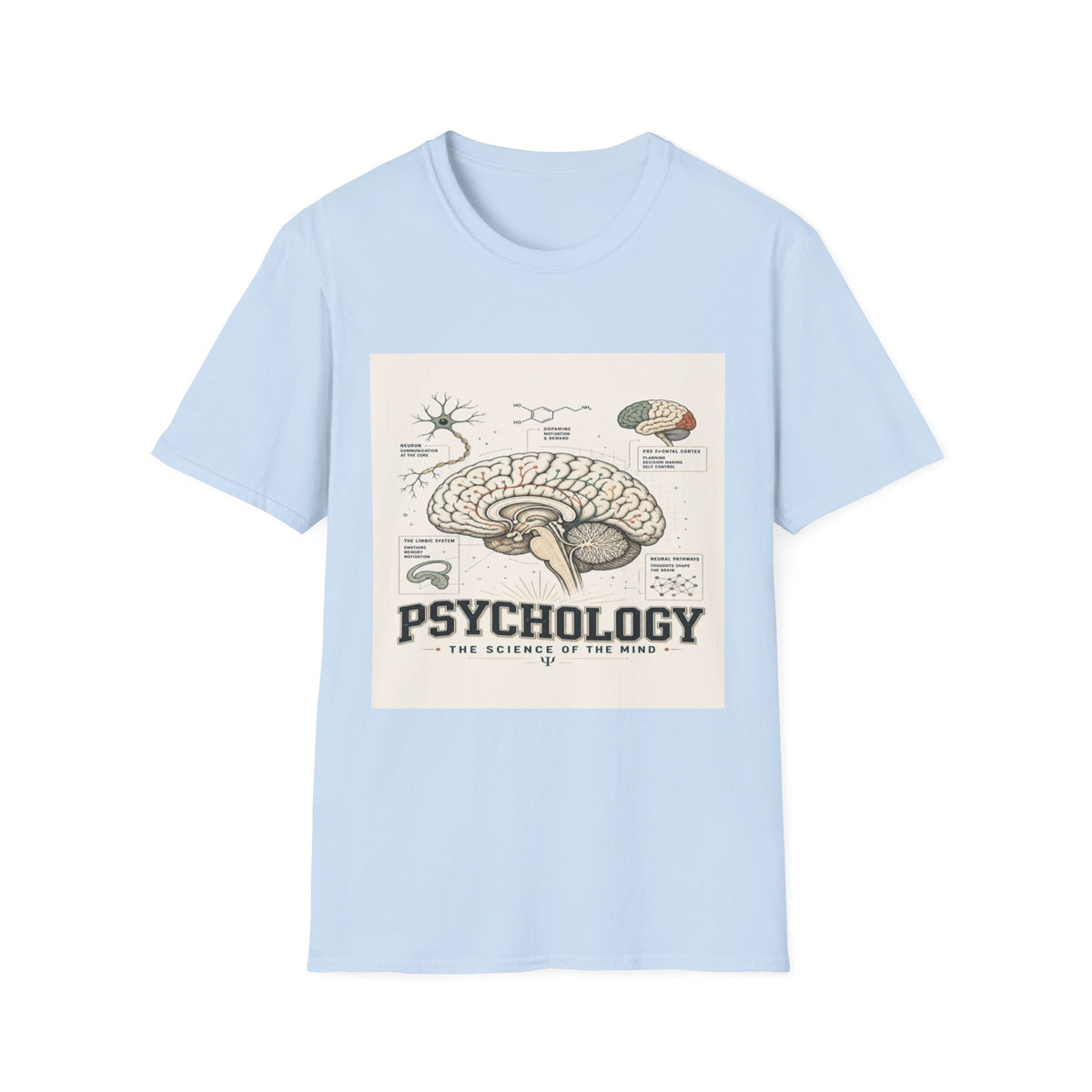 Human Brain Illustration Featuring Neural Pathways And Typography- Graphic Tees