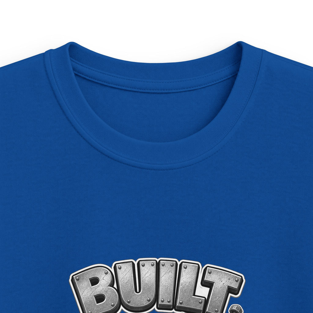 Kids Tee — "Built to Play" Construction Trucks Graphic