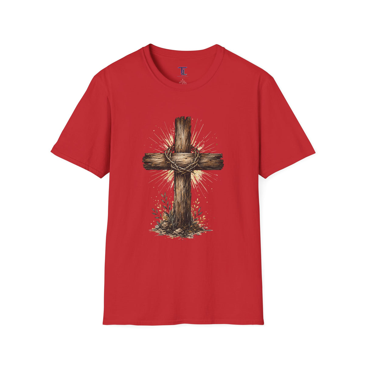 Christian Cross T-Shirt — Rustic Crown of Thorns Design