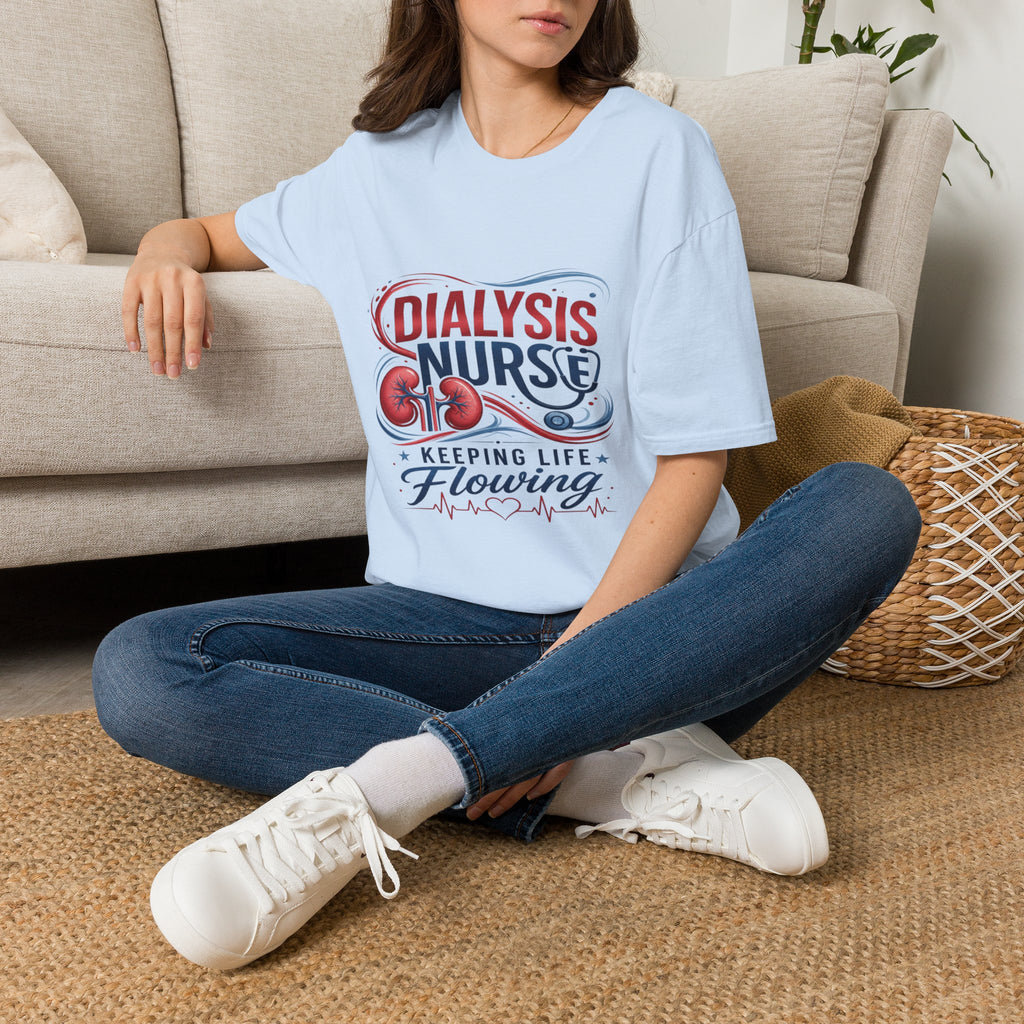 Creative T-Shirt Design Celebrating Dialysis Nurses With Flowing Elements- Graphic Tees