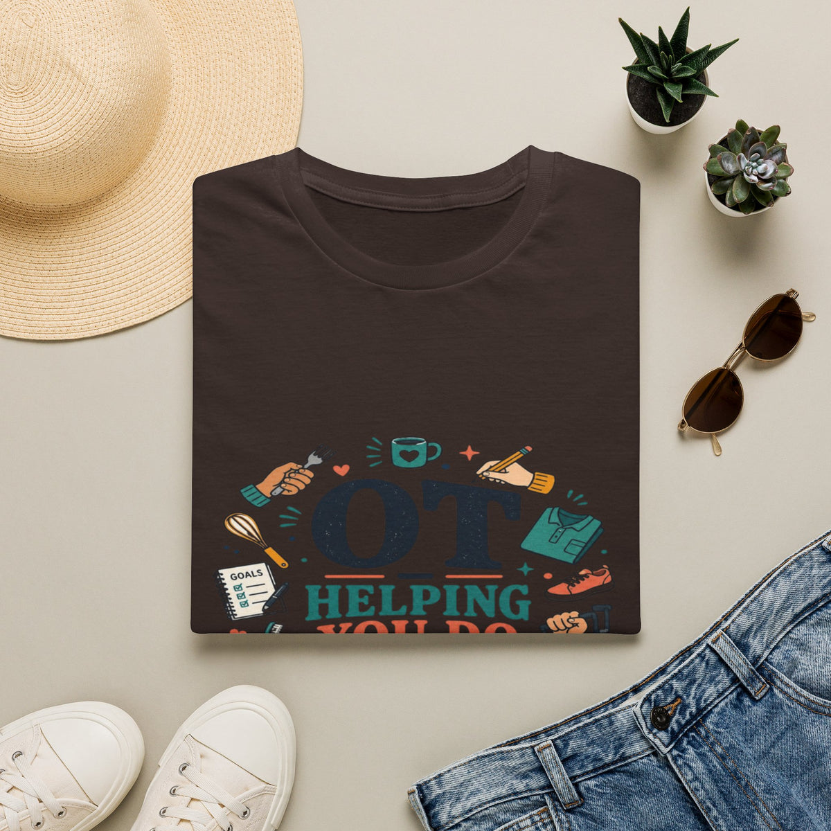 Playful Typography Framed By Colorful Illustrations And Hands- Graphic Tees