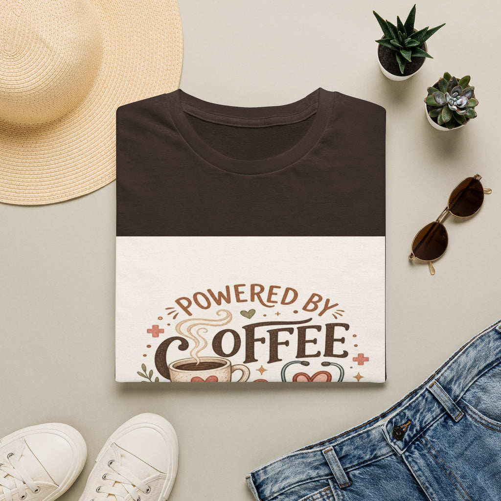 Cozy T-shirt Design Featuring Hand-Lettered Coffee and Compassion- Graphic Tees