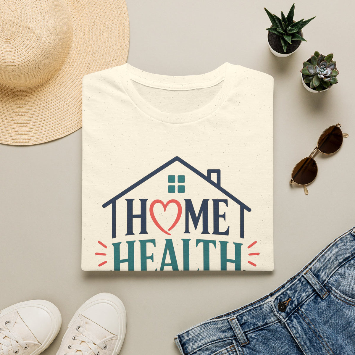 Home Health Nurse T Shirt Design With Heart And Stethoscope