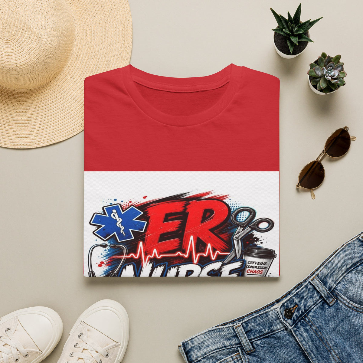 Bold Streetwear T-Shirt Design Featuring ER Nurse Typography- Graphic Tees