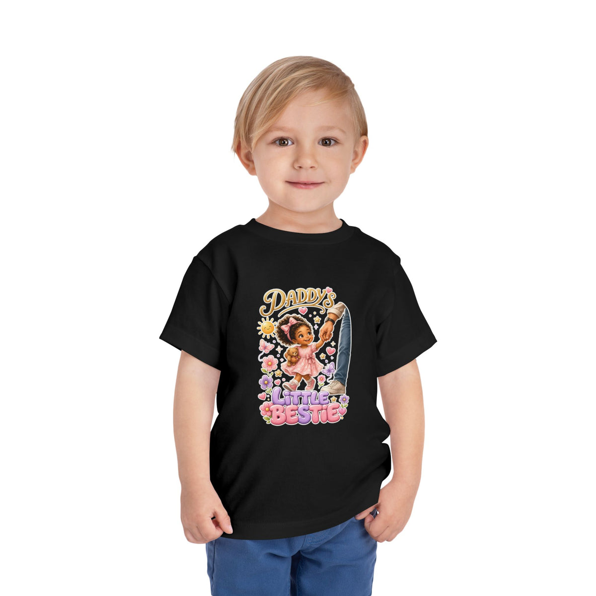 Toddler Tee — "Daddy's Little Bestie" Floral Cute Girl Graphic