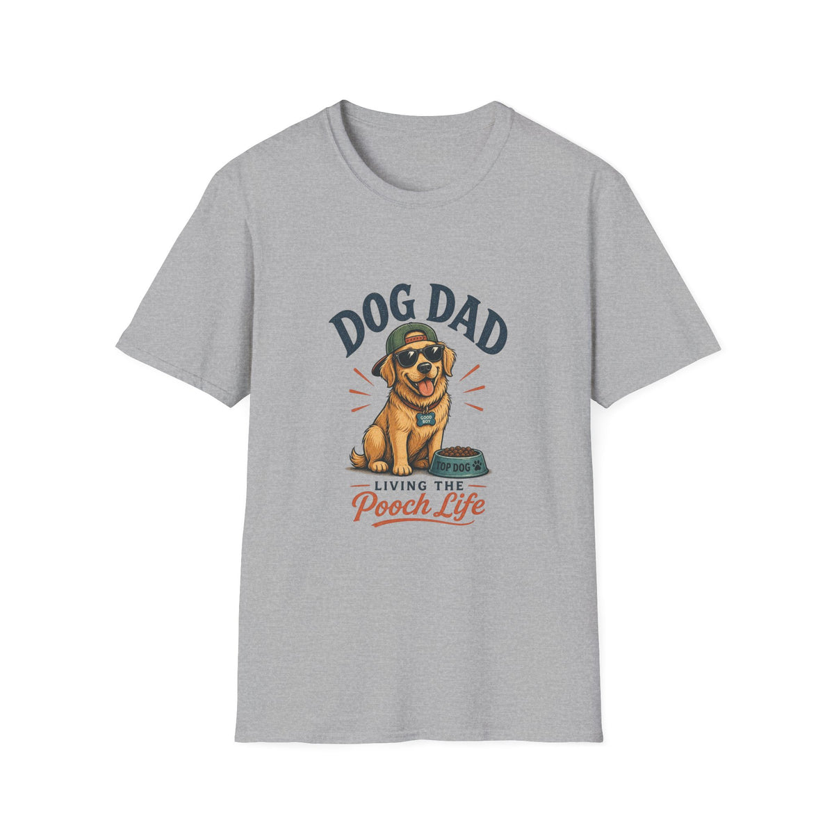 Dog Dad T-Shirt — "Living the Pooch Life" Graphic Tee for Dog Lovers