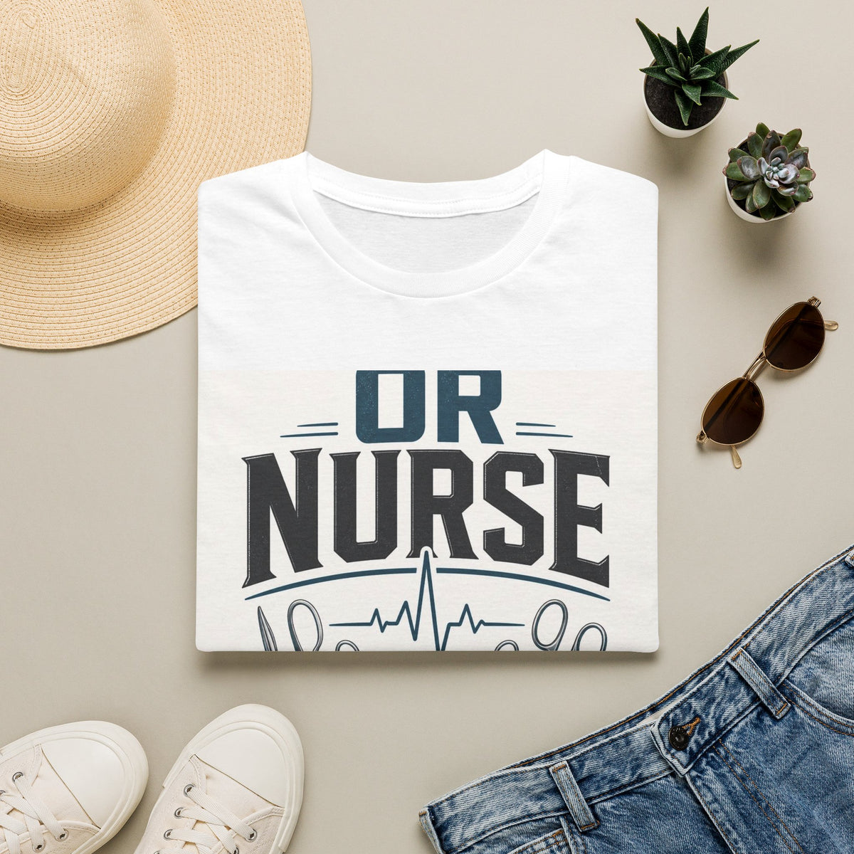 Bold T Shirt Design Featuring Nurse Motto With Instruments