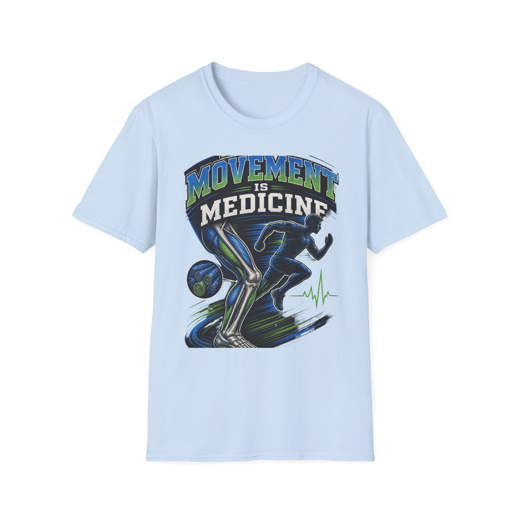Dynamic T Shirt Design Featuring PT Movement Is Medicine Text