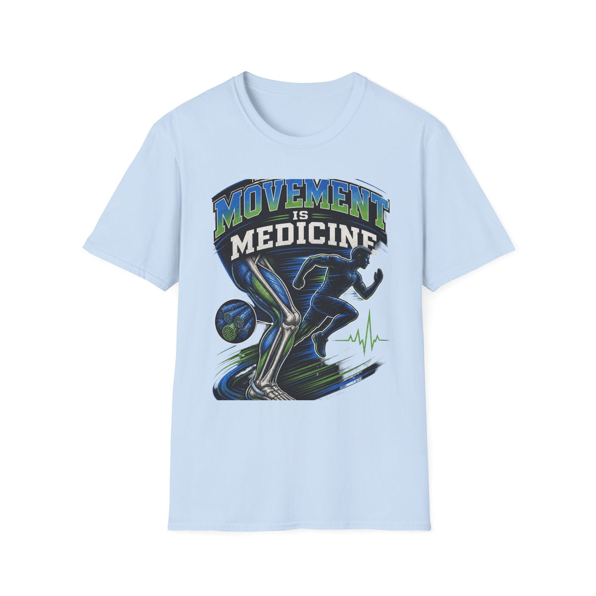 Dynamic T Shirt Design Featuring PT Movement Is Medicine Text