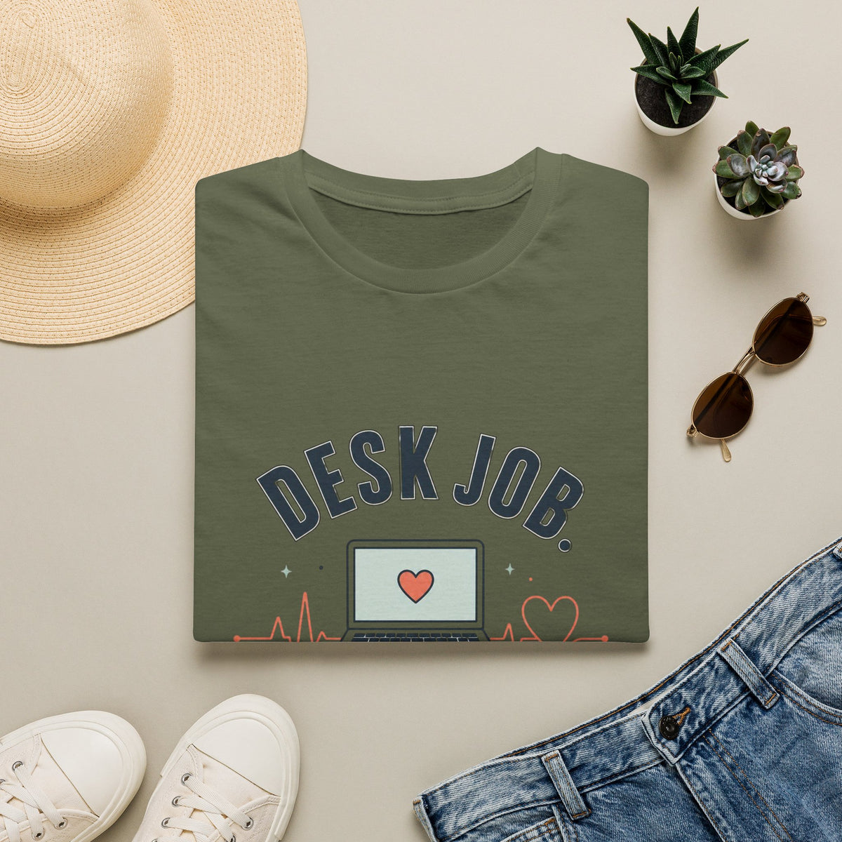 Minimalist T Shirt Design Showcasing Healthcare Heartbeat Concept
