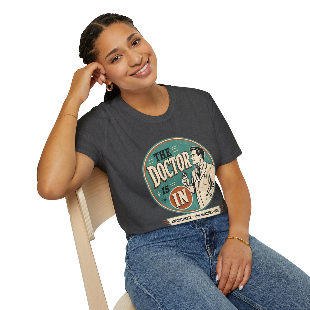 The Doctor Is In Retro Graphic T-Shirt — Vintage Medical Humor Tee