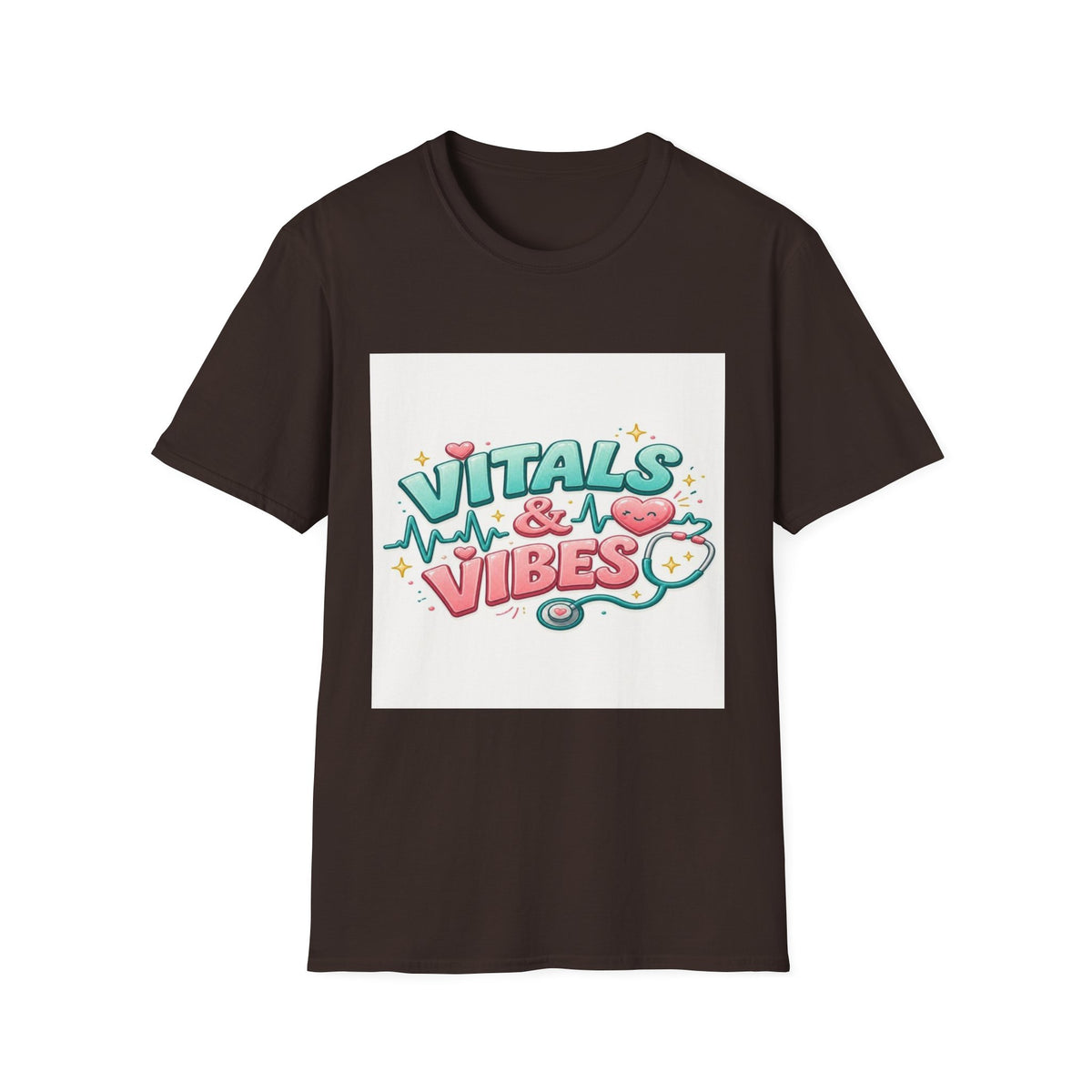 Trendy Healthcare T-Shirt Design Featuring Vitals And Vibes- Graphic Tees