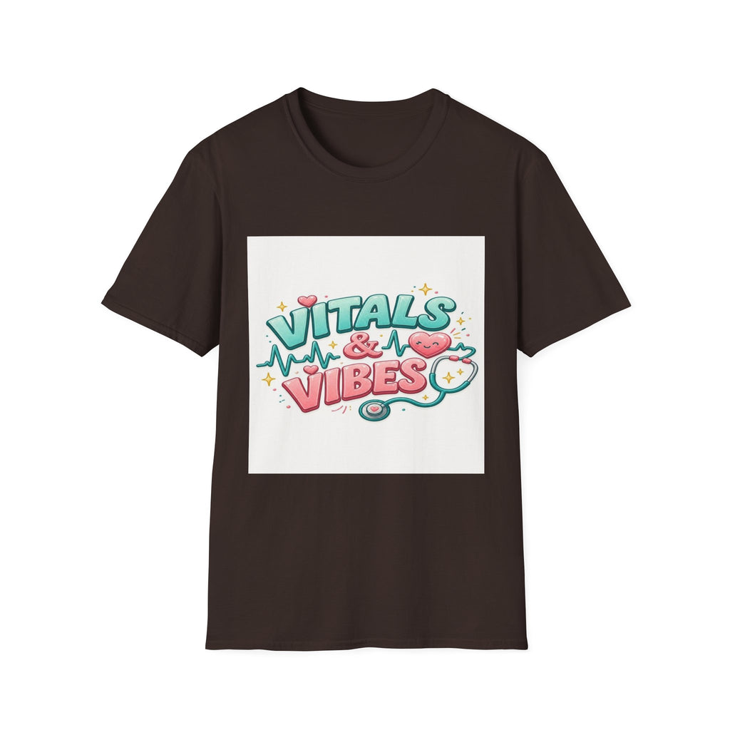 Trendy Healthcare T-Shirt Design Featuring Vitals And Vibes (1)- Graphic Tees