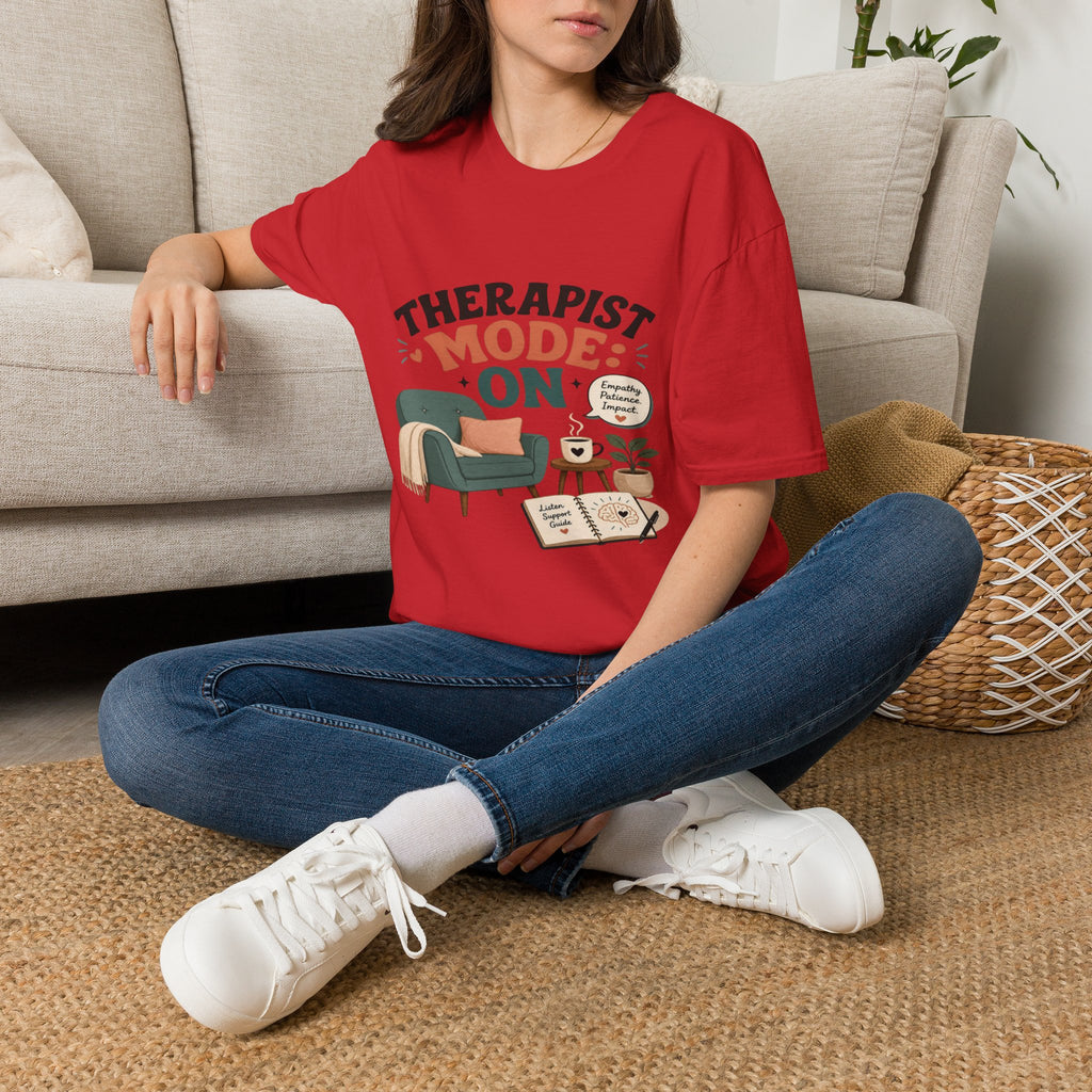 Bold Typography Depicting Therapist Mode With Stylish Illustrations- Graphic Tees