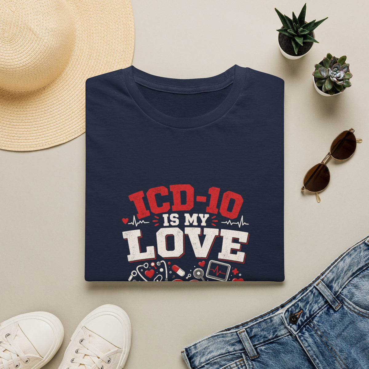 T-shirt Design Featuring Humorous _ICD-10 Is My Love Language_ Phrase- Graphic Tees