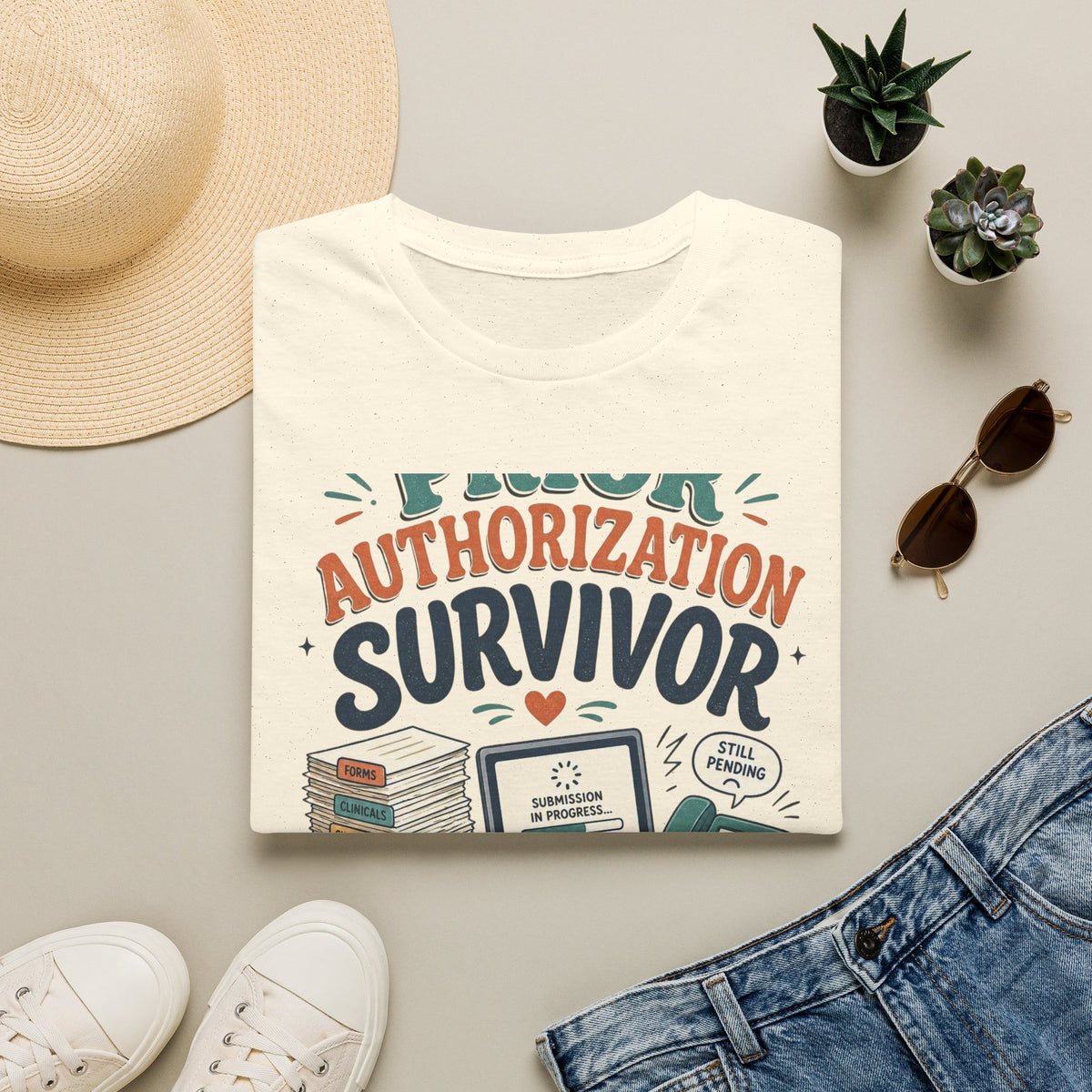 Bold T Shirt Design Showcasing PRIOR AUTHORIZATION SURVIVOR