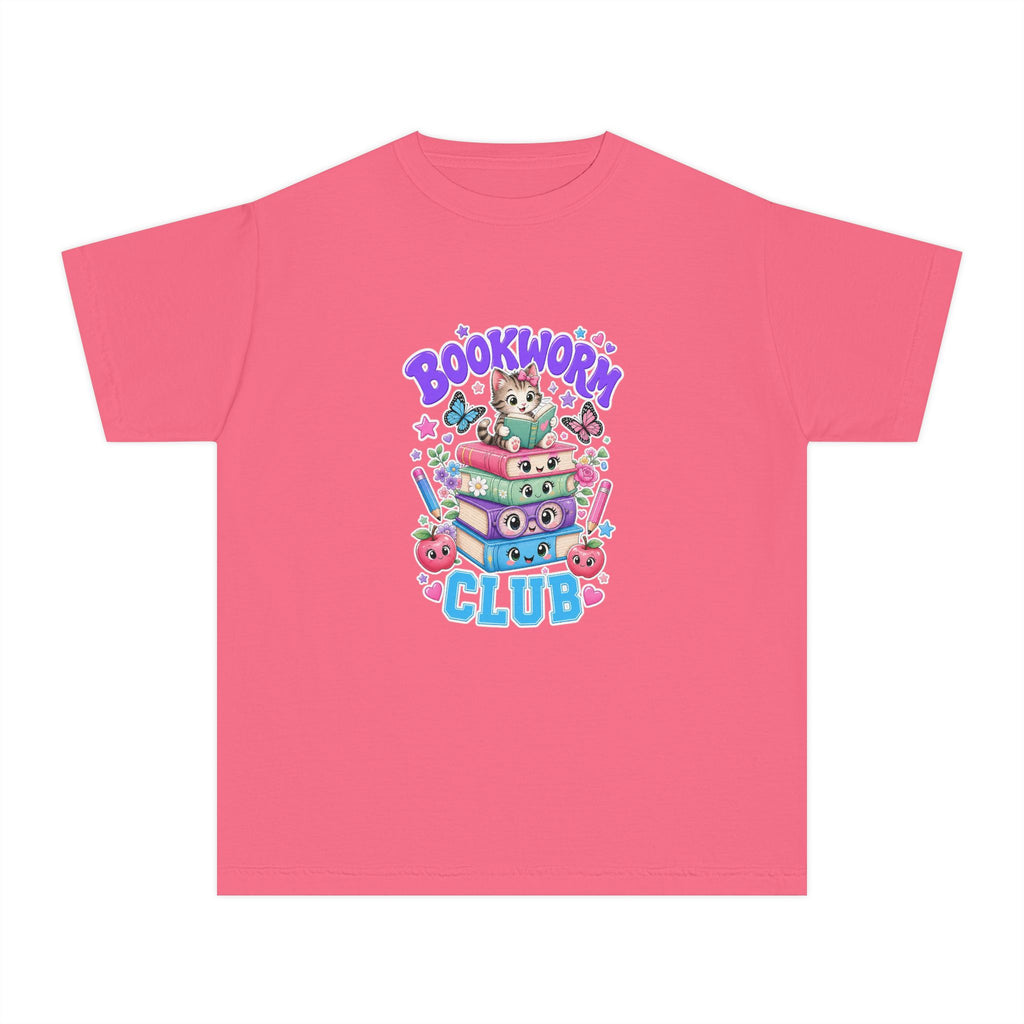 Youth Tee — Cute "Bookworm Club" Stack Graphic