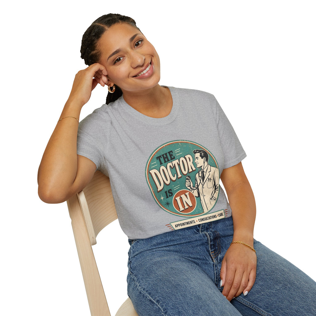 The Doctor Is In Retro Graphic T-Shirt — Vintage Medical Humor Tee