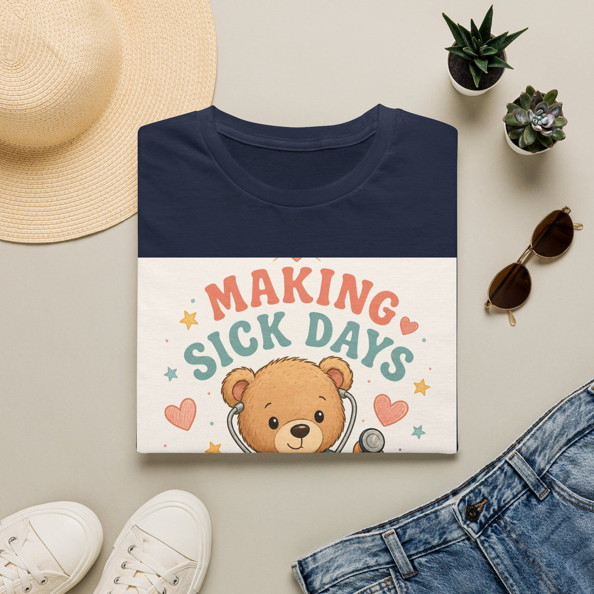 T Shirt Design Featuring Teddy Bear With Stethoscope And Stars