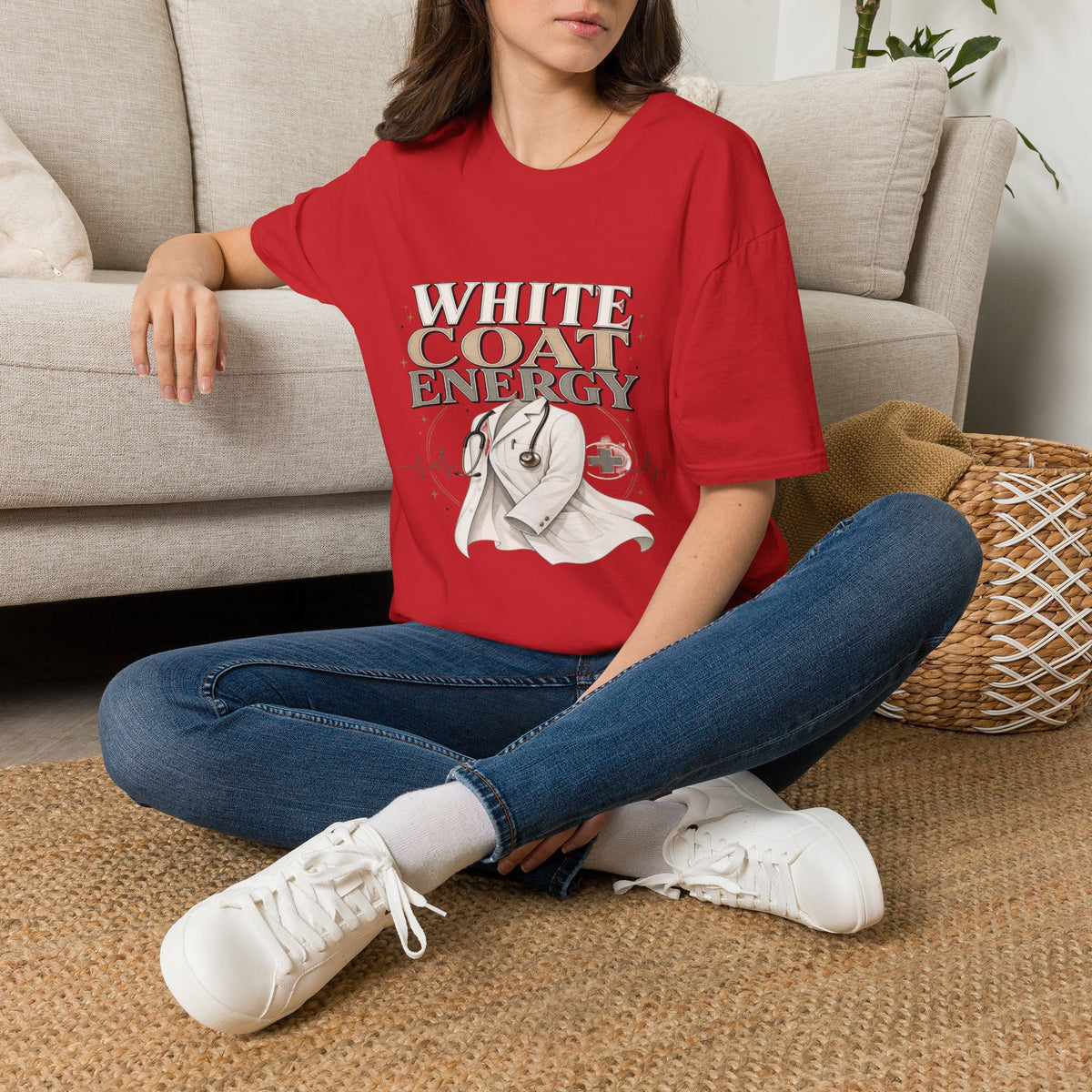 Elegant T-shirt Design Featuring White Coat Energy Typography- Graphic Tees