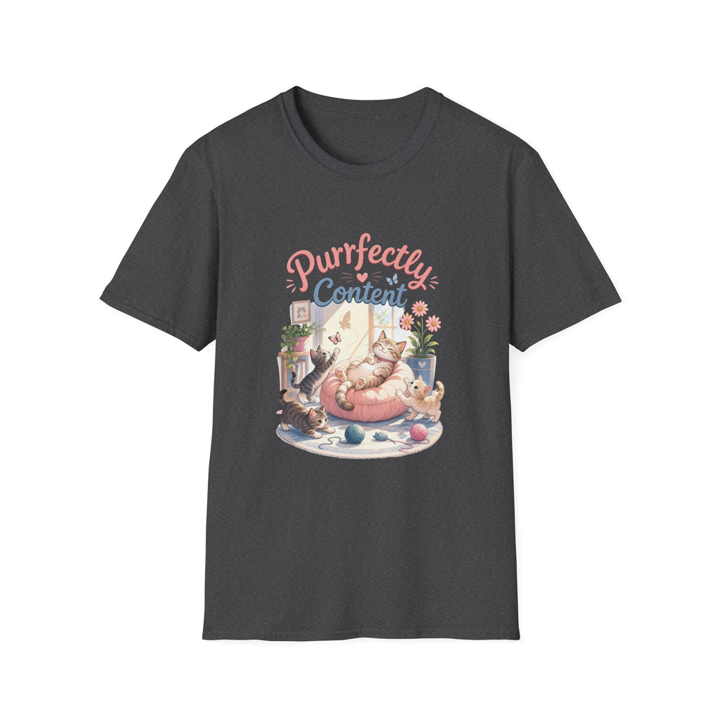 Purrfectly Content T-Shirt — Cute Cat Graphic Tee for Cat Lovers