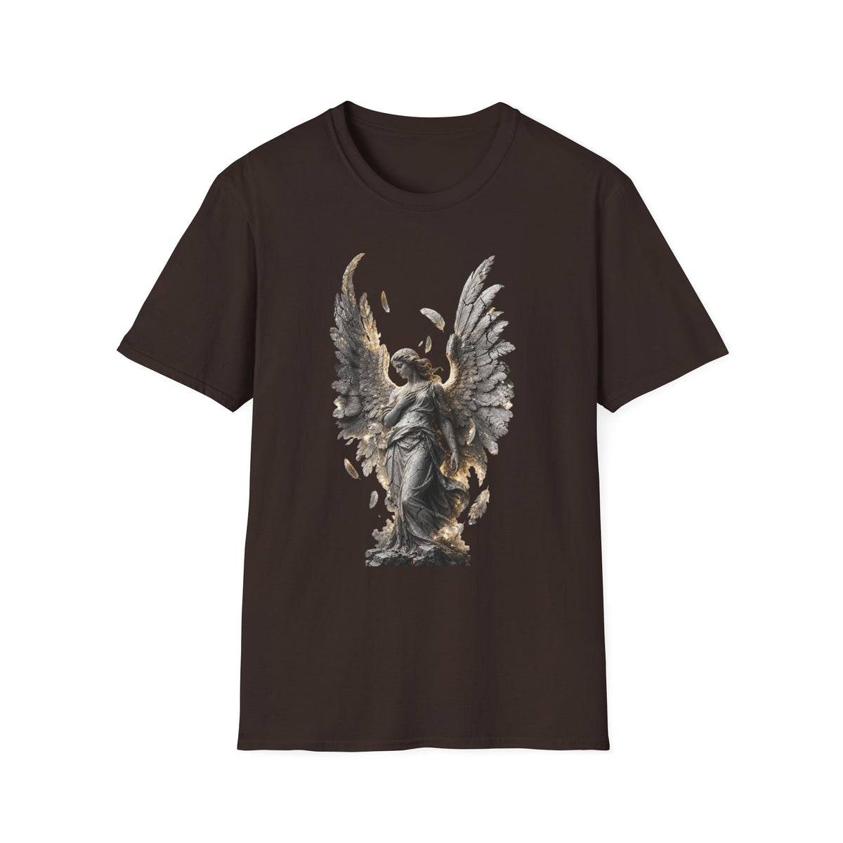 Angel Wings Graphic T-Shirt — Fallen Feather Statue Design