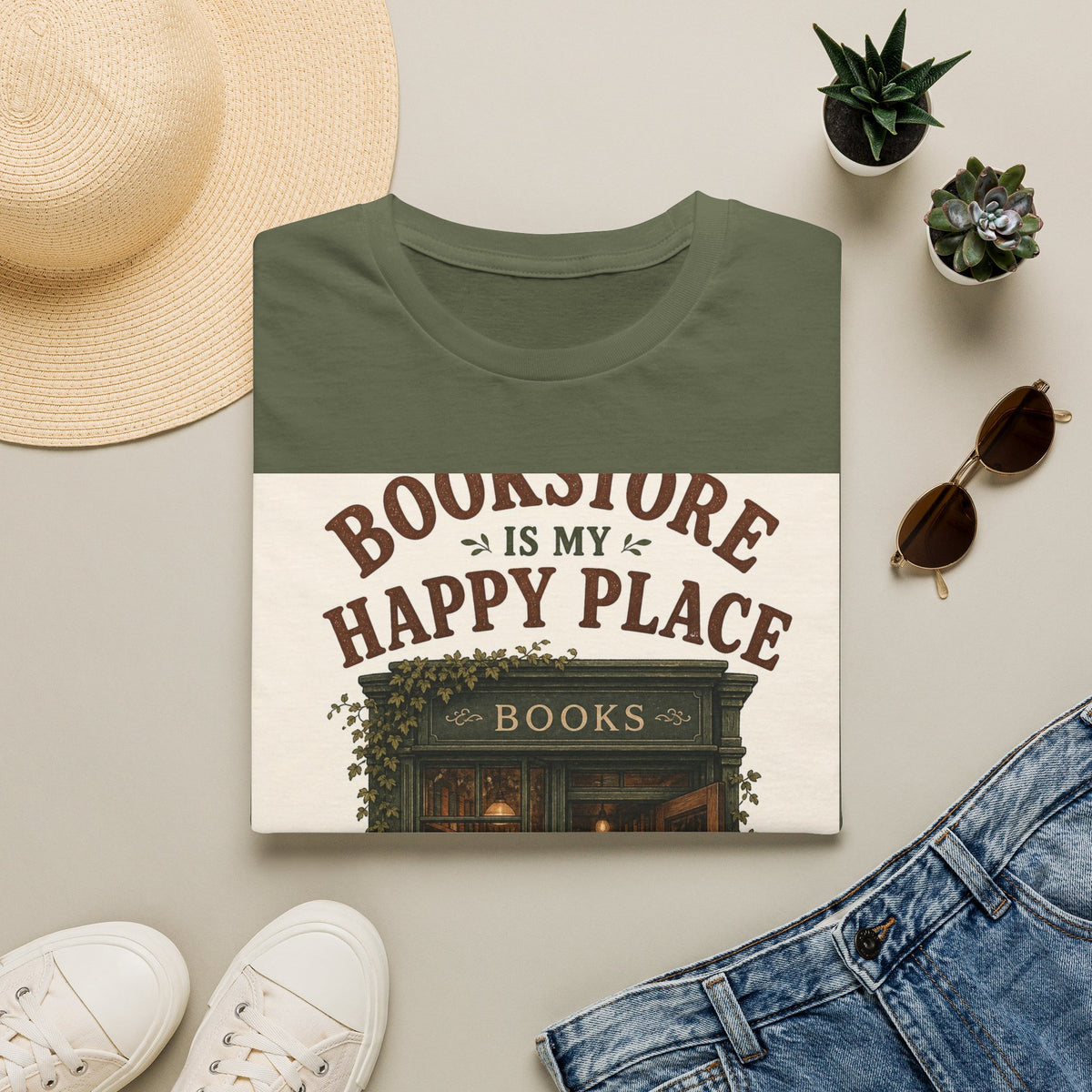Vintage Bookstore Front With Open Door And Warm Aesthetic