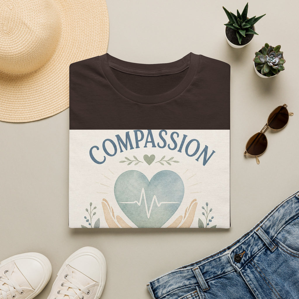 T Shirt Design Featuring Compassion Lives Here With Heart And Hands