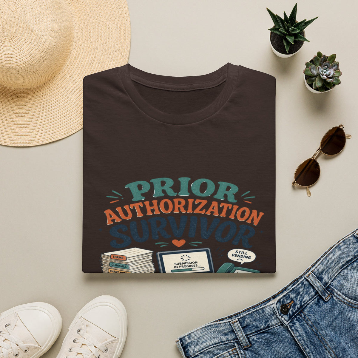 Bold T-Shirt Design Showcasing _PRIOR AUTHORIZATION SURVIVOR_- Graphic Tees