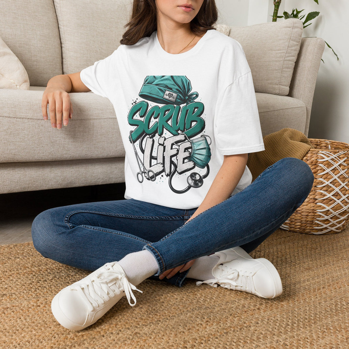 Modern Scrub Life T Shirt Design With Playful Typography