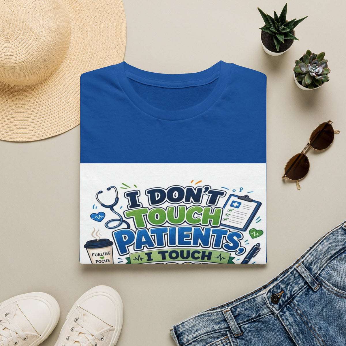 Humorous T-shirt Design Featuring Playful Healthcare And Spreadsheet Imagery- Graphic Tees