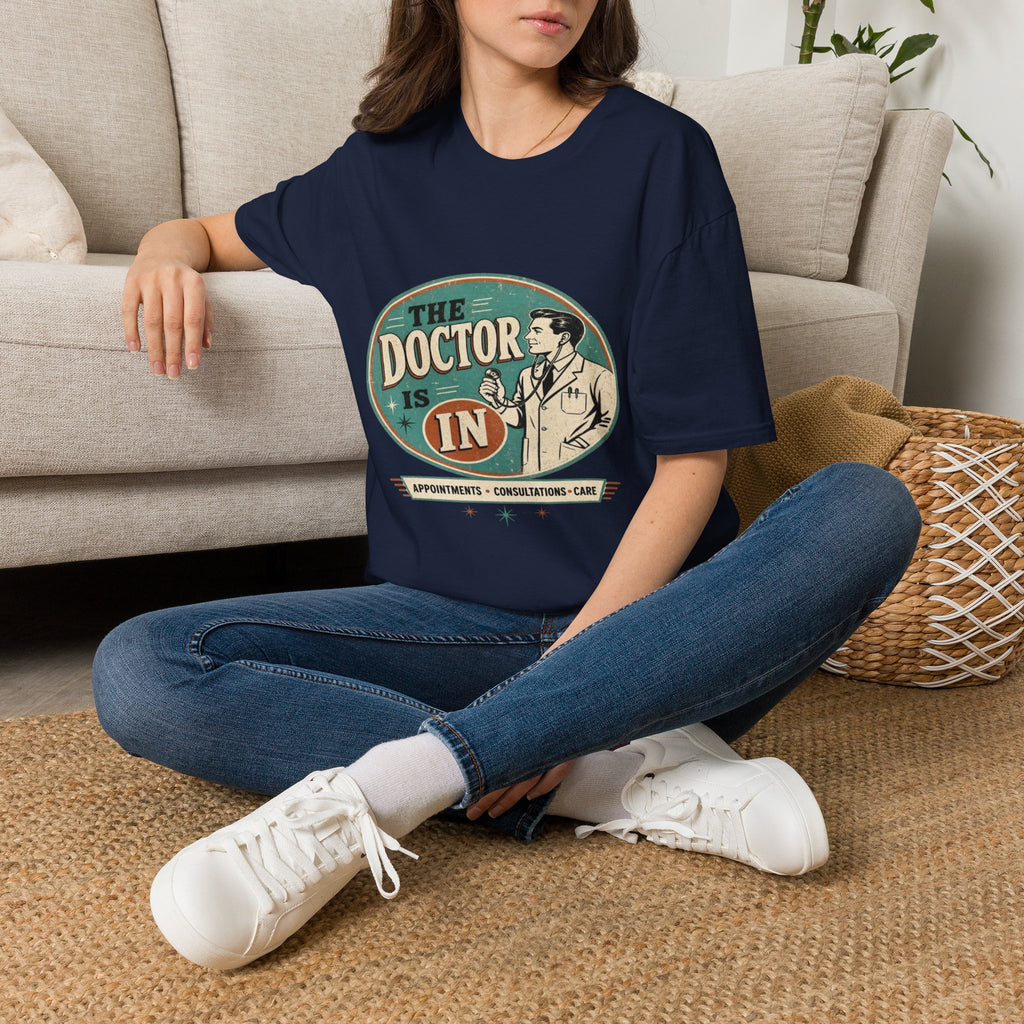 Vintage 1950s Doctor Office Graphic With Classic Badge- Graphic Tees