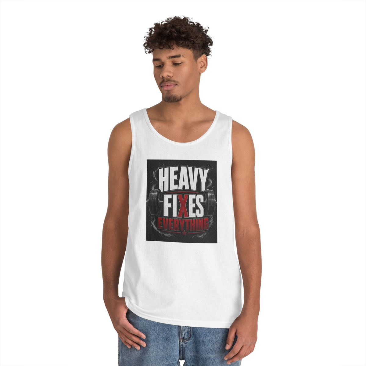 Tank Top — "Heavy Fixes Everything" Gym Workout Tank