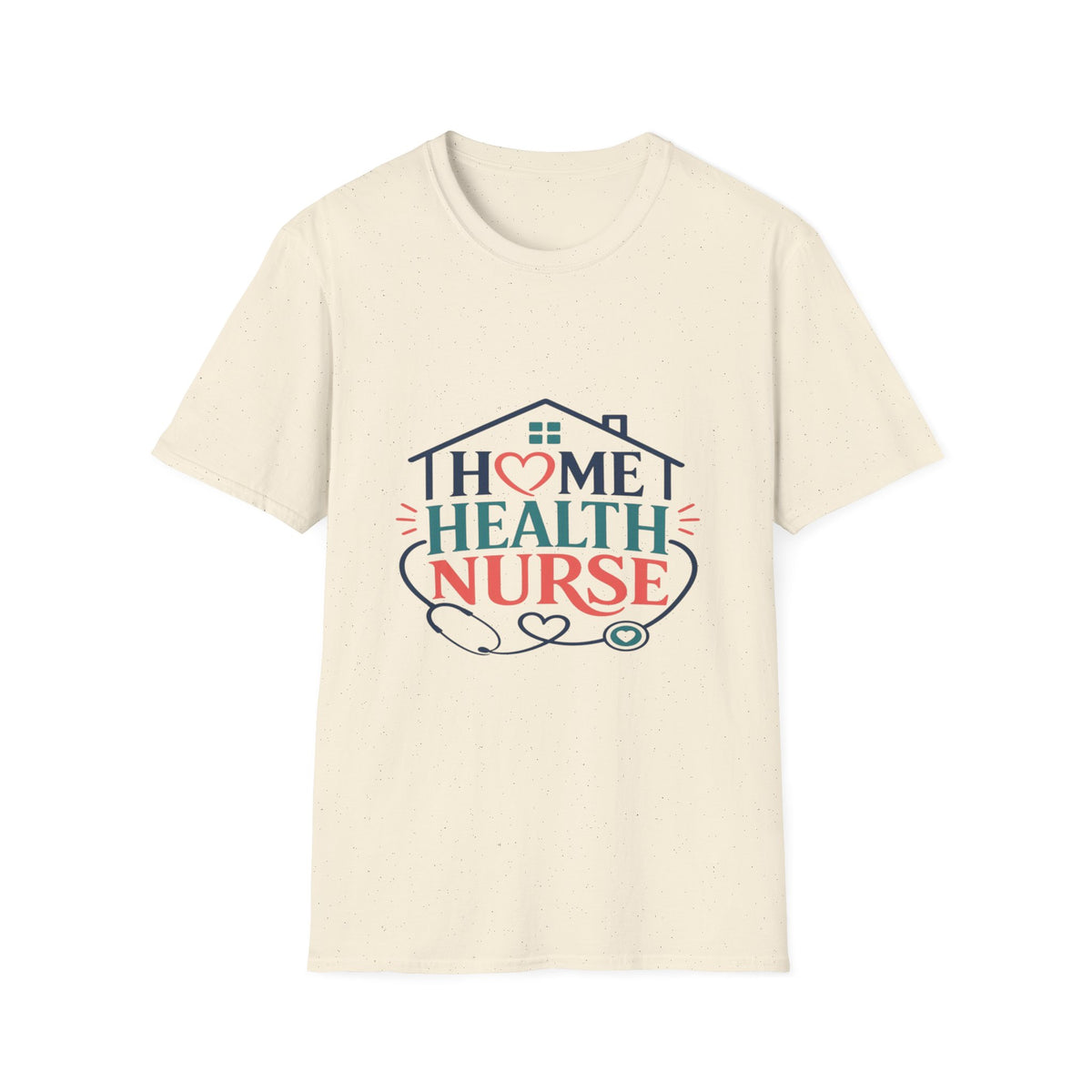 Home Health Nurse T-Shirt Design With Heart And Stethoscope- Graphic Tees