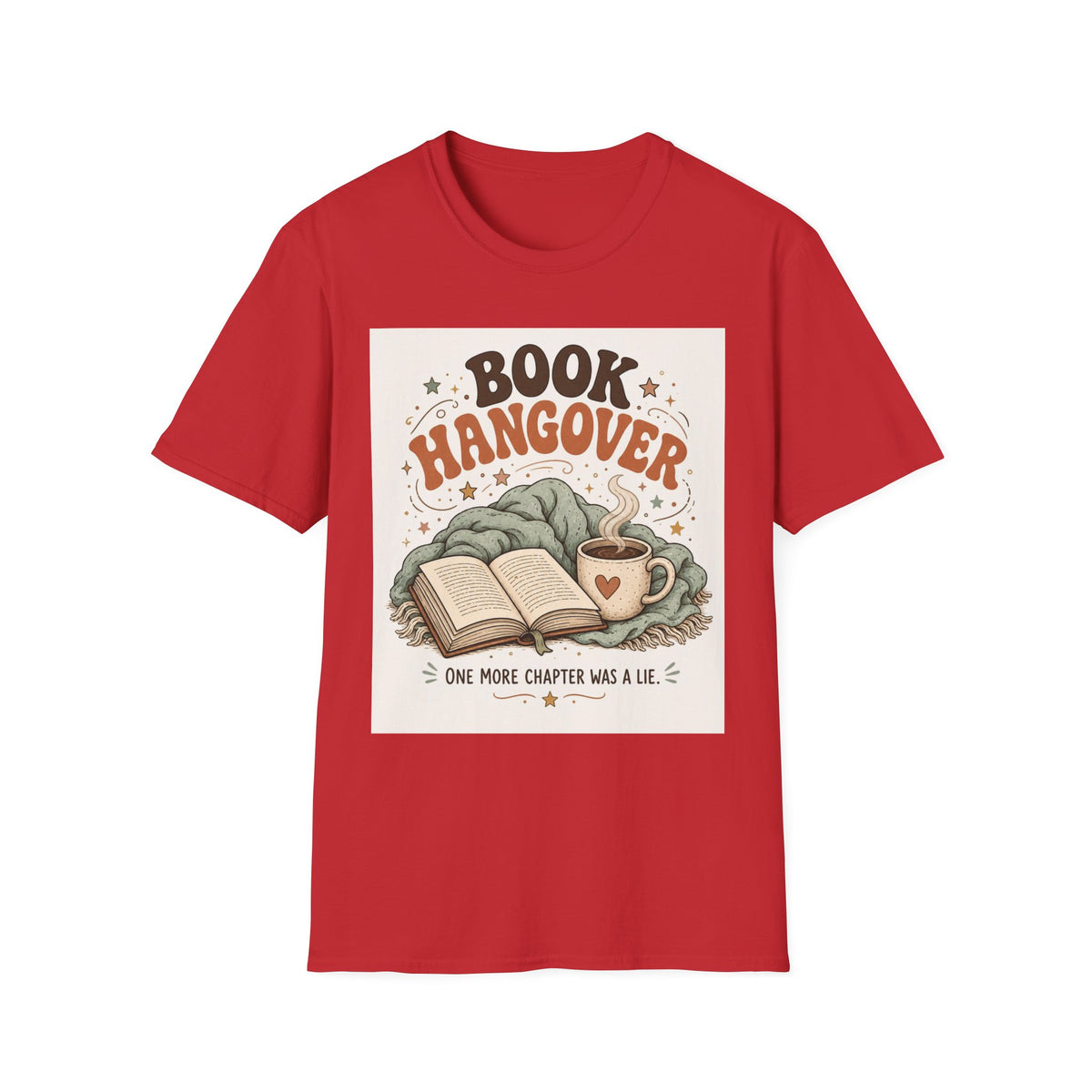 Cozy T Shirt Design Featuring Book And Coffee Cup