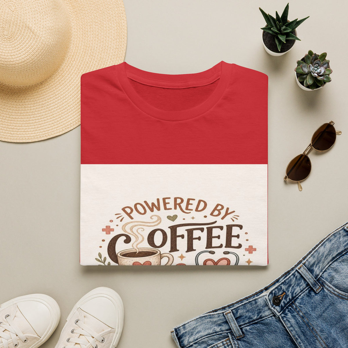Cozy T-shirt Design Featuring Hand-Lettered Coffee and Compassion- Graphic Tees