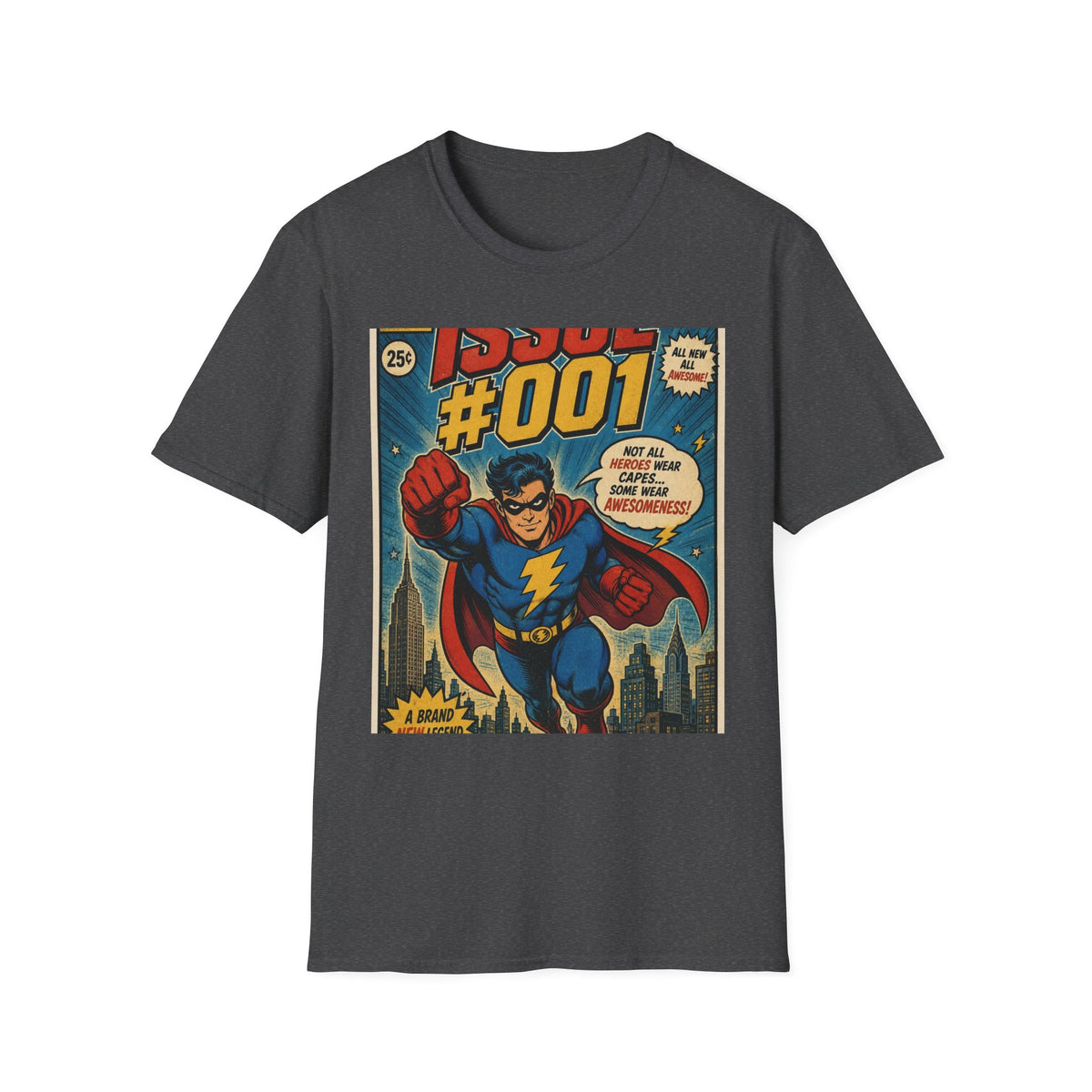 Vintage Comic Book T Shirt Design Featuring Original Superhero