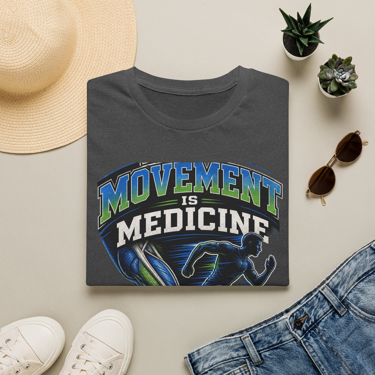 Dynamic T Shirt Design Featuring PT Movement Is Medicine Text