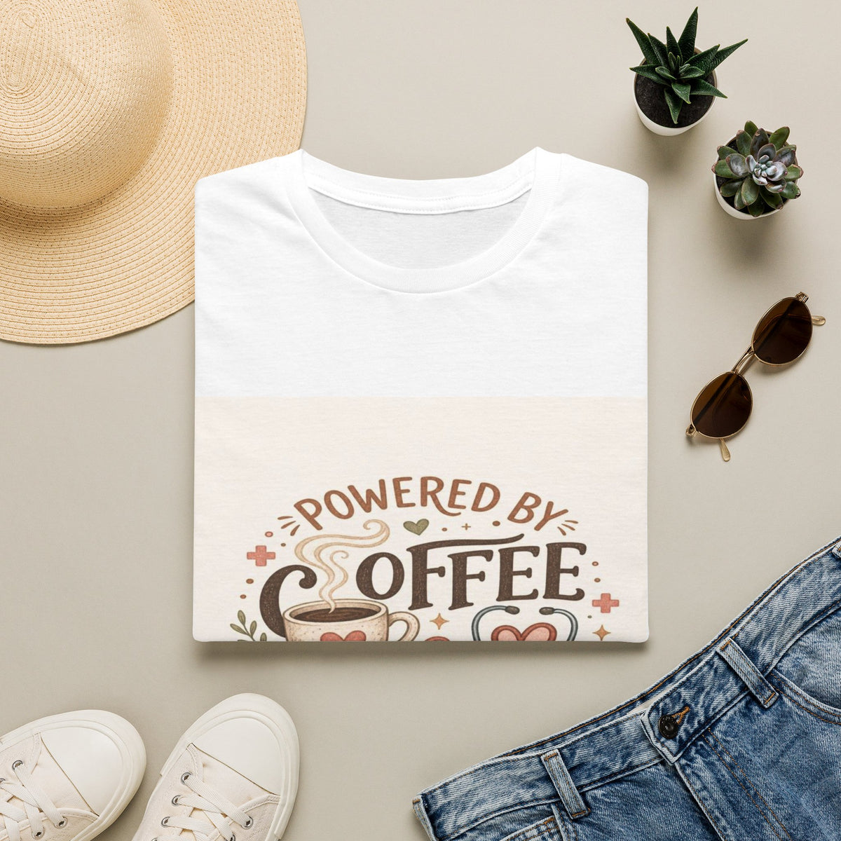 Cozy T-shirt Design Featuring Hand-Lettered Coffee and Compassion- Graphic Tees